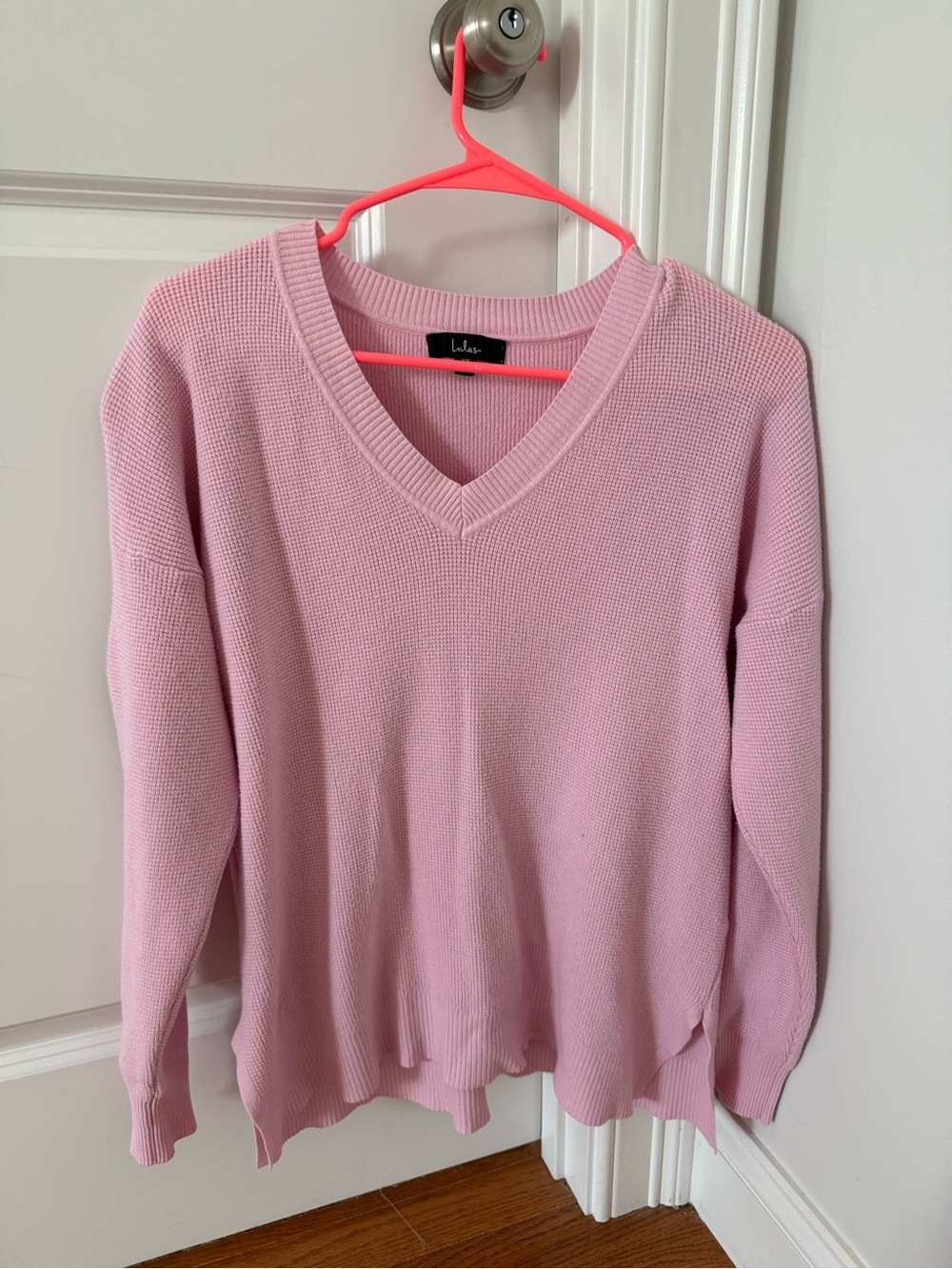 Lulu's Soft Blush V-Neck Knit Sweater